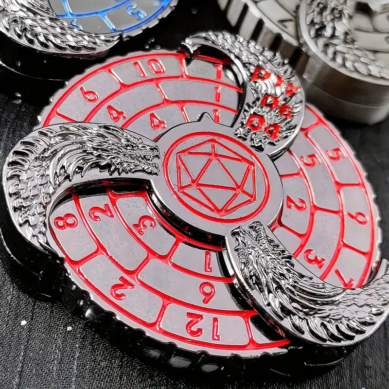 7-in-1 Fingertip Gyro DND Dice Spinner Red