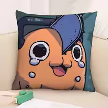 Chainsaw Man Pochita pillow case featuring a cheerful design with vibrant colors