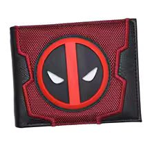 Deadpool anime wallet featuring a bold red and black design with a 3D Deadpool logo