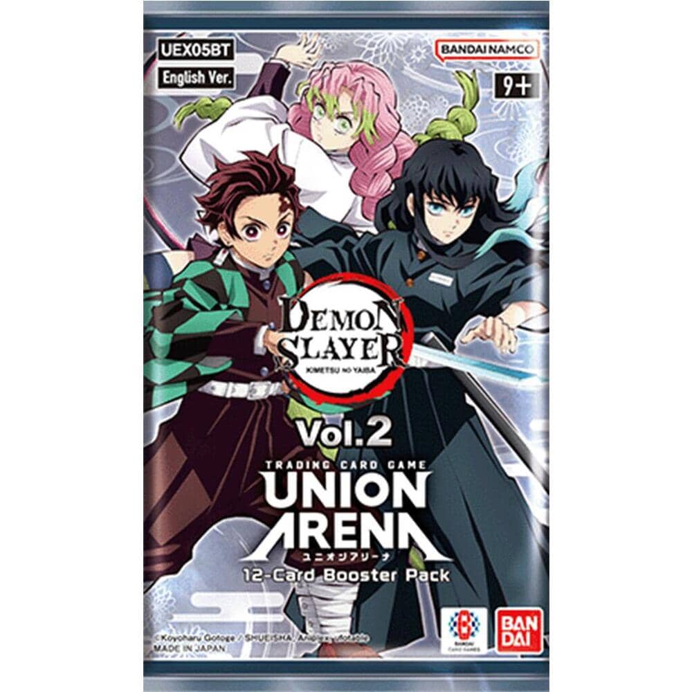 Demon Slayer Union Arena booster pack featuring characters from the anime series with 12 collectible cards