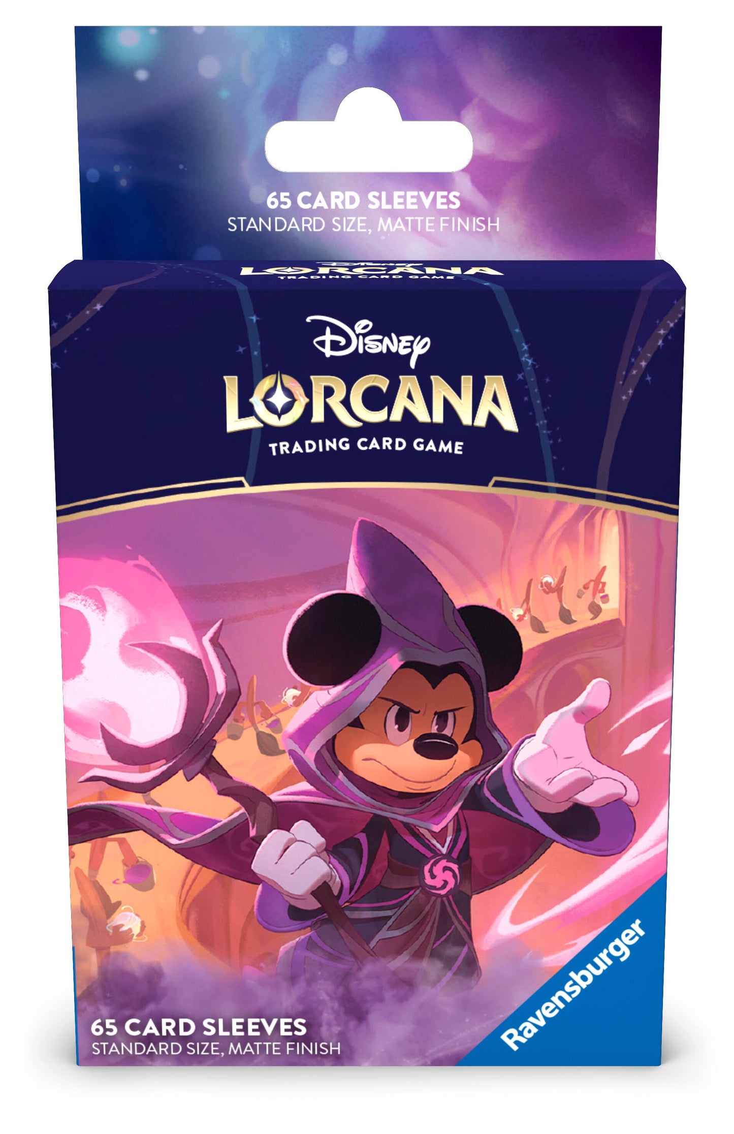 Disney Lorcana Trading Card Game 65 card sleeves featuring Mickey Mouse in a wizard outfit