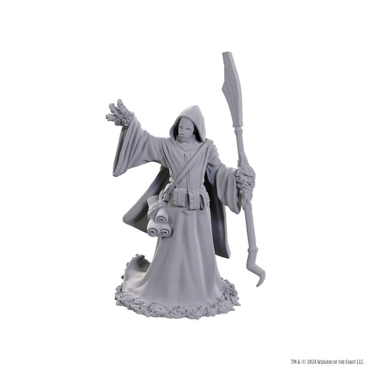Legend Story D&D miniatures Star Spawn Larva Mage gray unpainted resin figure with staff and hooded robe