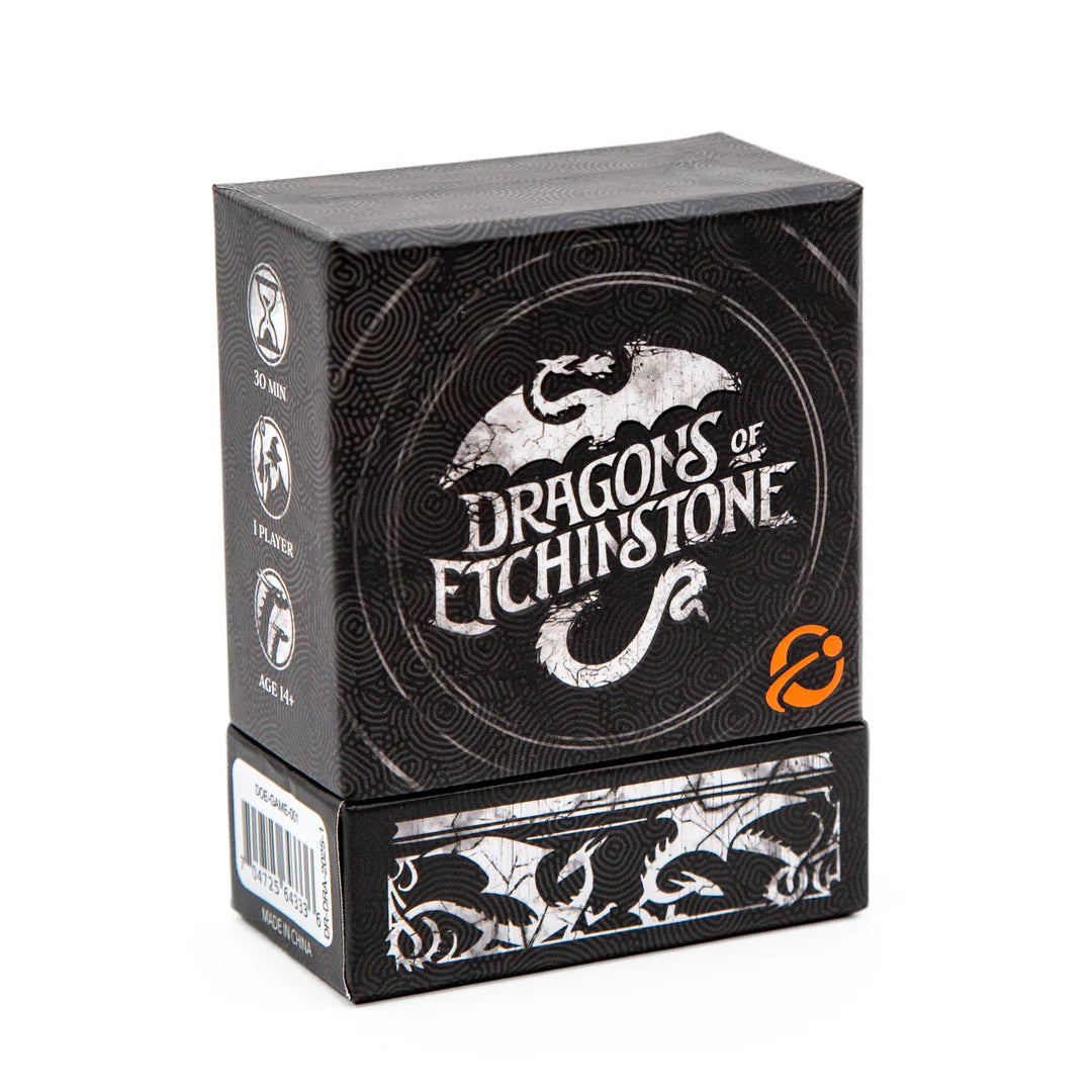 Dragons of Etchinstone game card spider in a black box designed for 1 player, quick play, ages 14 and up