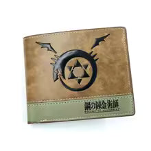 Fullmetal Alchemist wallet featuring an emblem design and durable leather construction