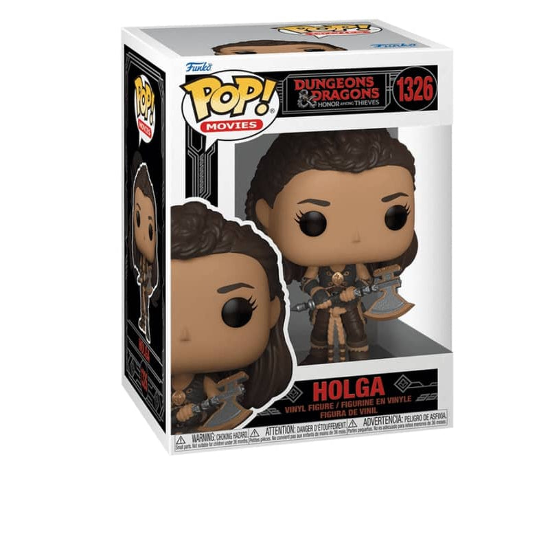 Funko Pop figure of Holga from Dungeons and Dragons in a collectible box with two axes
