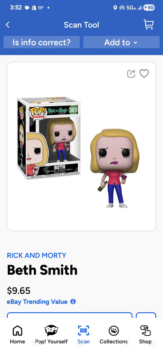 Rick and Morty Beth Funko Pop figure in pink and blue, perfect for collectors and fans of the series