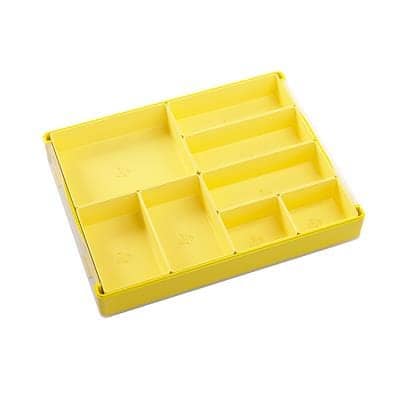 Gamegenic token organizer tray in yellow with multiple compartments for trading card accessories