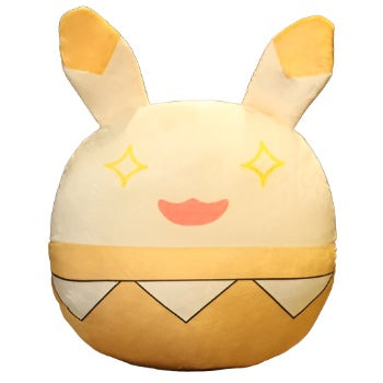 Genshin Impact rabbit plush in round shape with cute facial features and soft fabric for cuddly play