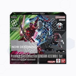 Premium Card Collection Gundam Assemble Set featuring colorful trading cards for the Gundam TCG