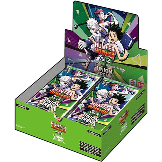 Hunter x Hunter Volume 2 Trading Cards Box by BANDAI with collectible packs and vibrant anime graphics