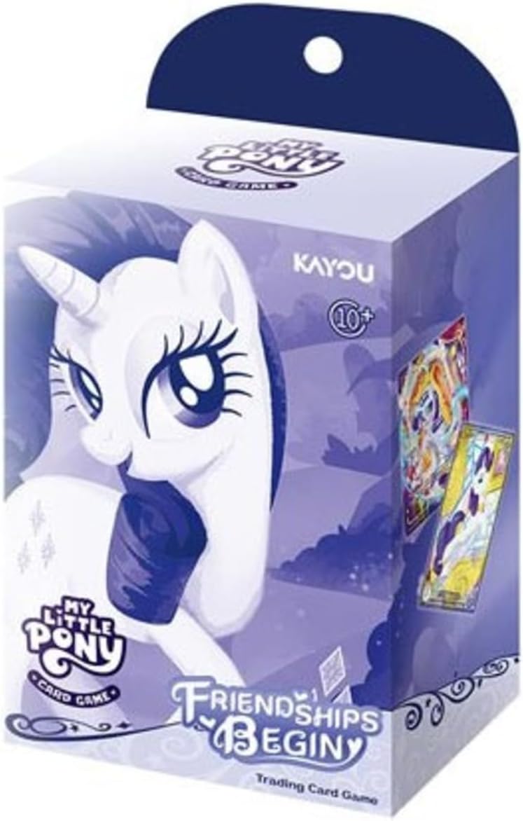 KAYOU My Little Pony Trading Cards box featuring Rarity, perfect for fans aged 10 and up
