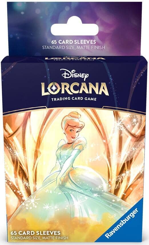 DISNEY Lorcana Cinderella card sleeves pack containing 65 standard size matte finish sleeves