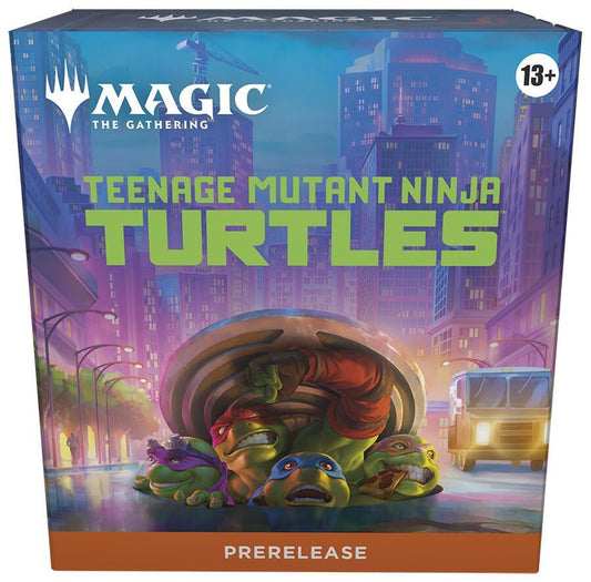 Magic The Gathering Teenage Mutant Ninja Turtles trading cards box featuring vibrant artwork of the turtles