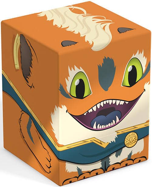 Orange Squaroes Magic The Gathering deck box featuring a cute character design for card protection