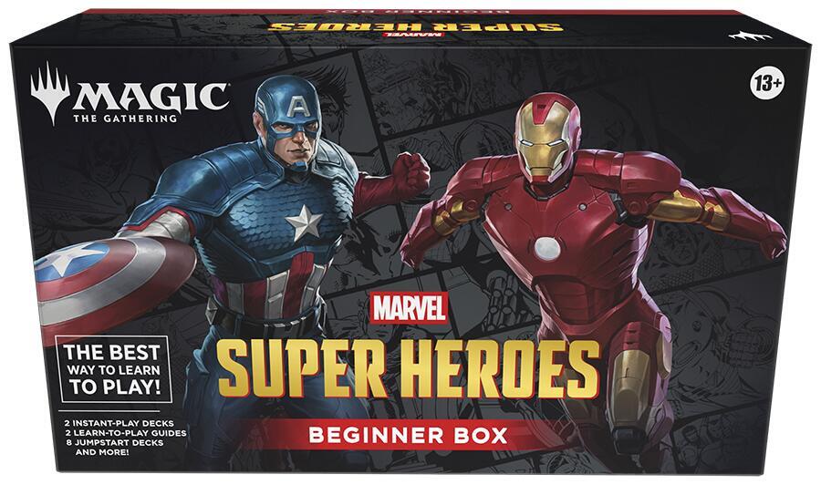Magic the Gathering game cards Marvel Super Heroes Beginner Box with Captain America and Iron Man decks