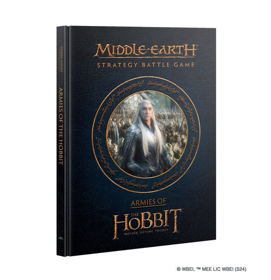 Middle-Earth Strategy Battle Game book cover featuring 'Armies of the Hobbit guide' with a character image
