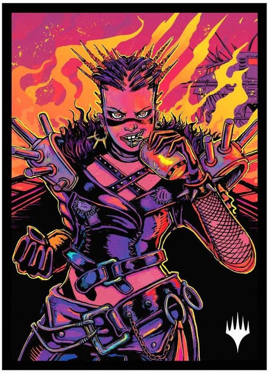 Ultra Pro MTG Aetherdrift card sleeves featuring vibrant art of a fierce character with a dynamic background