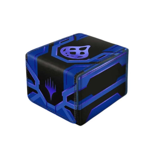 MTG deck box Edge of Eternities featuring a sleek black and blue design for card protection