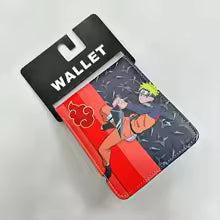 Naruto anime wallet featuring vibrant designs of Naruto and an Akatsuki symbol