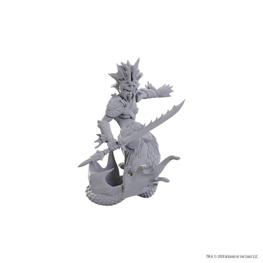 Legend Story figure of Nolzur's Marvelous Miniatures Merfolk holding a large sword in dynamic pose