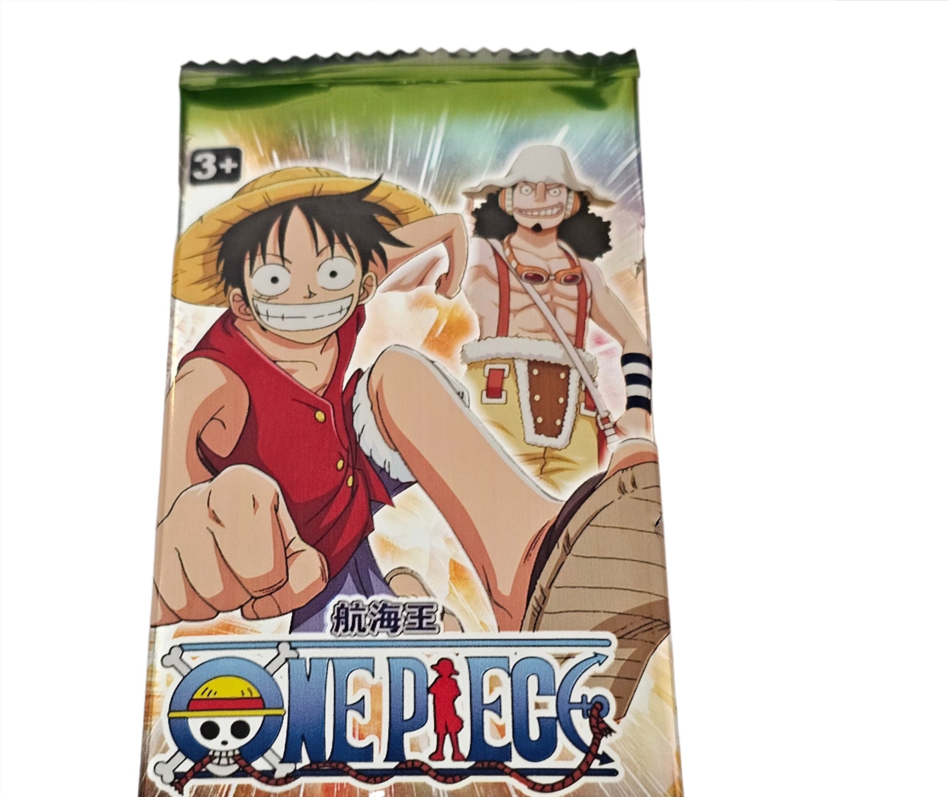 One Piece trading cards Japanese pack featuring Monkey D. Luffy and Usopp from Otaku-Planet