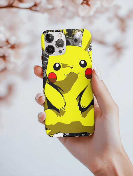 Pikachu anime phone case featuring a vibrant design with Pikachu in bright colors