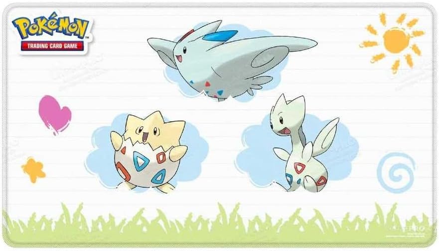 Ultra Pro Pokemon Togepi playmat featuring Togepi, Togetic, and Togekiss on a colorful background