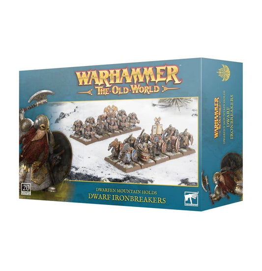 Warhammer Dwarf Ironbreakers miniatures box set featuring 20 detailed models for tabletop games