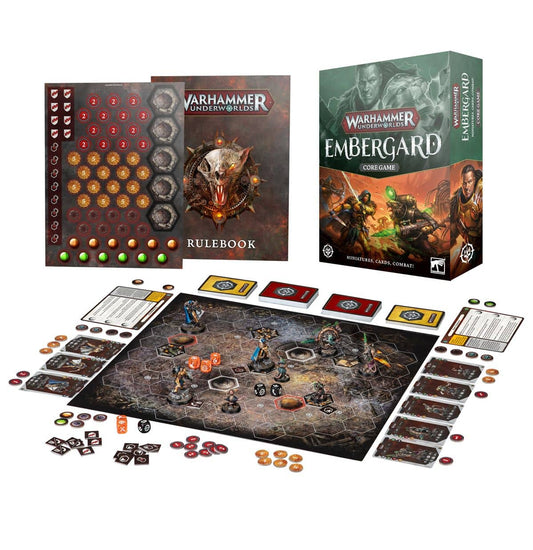 Warhammer Underworlds Embergard set board game with rulebook cards miniatures and tokens by Game Workshop
