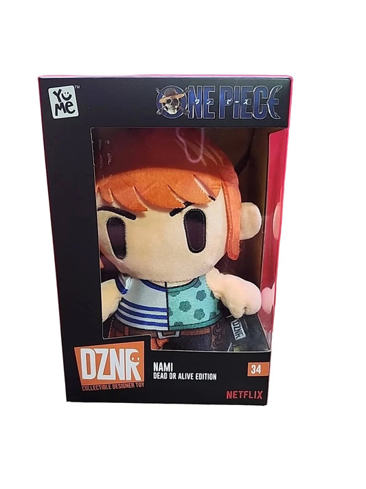 One Piece Nami plush toy in box with vibrant colors and cute design for anime fans